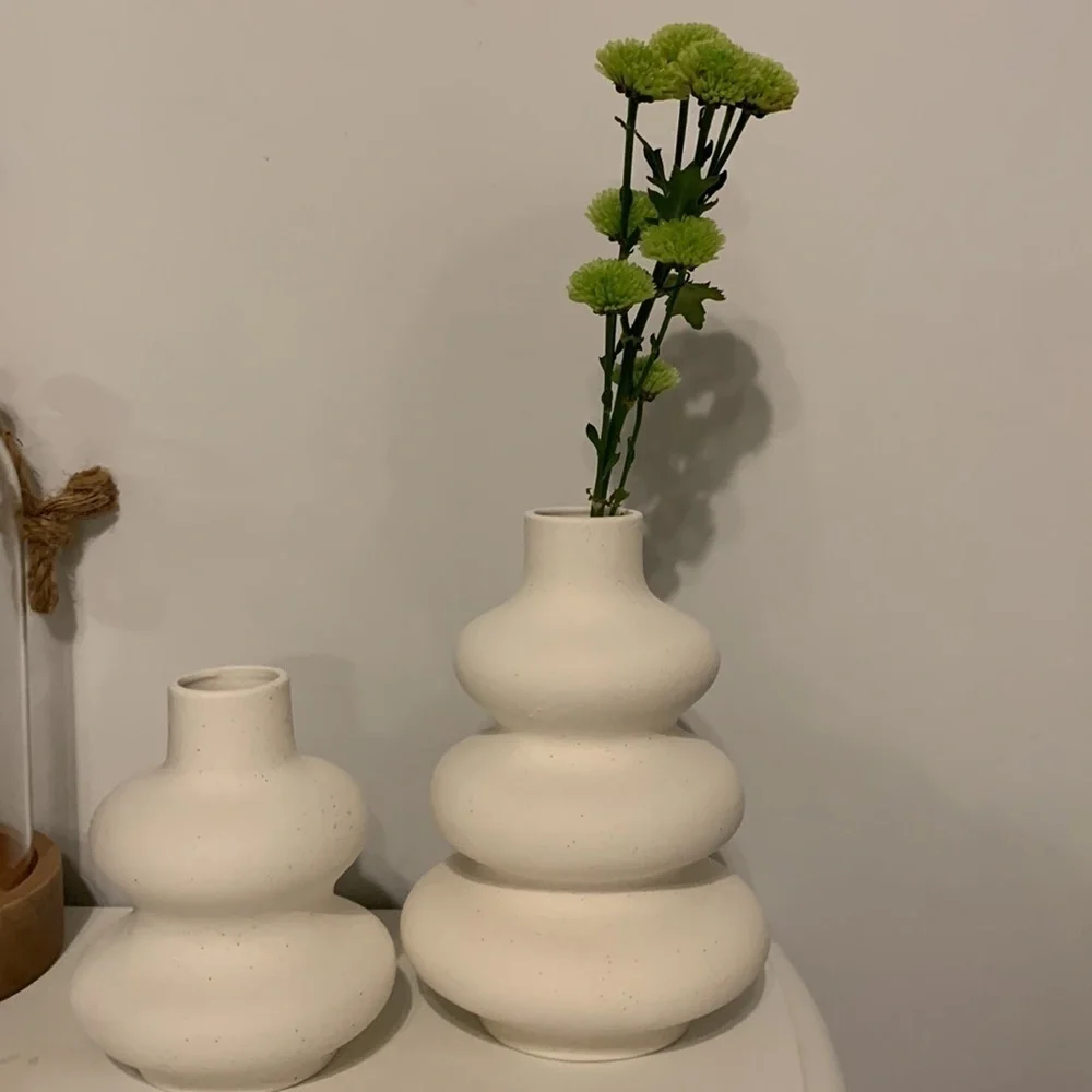 Ceramic Vases Set 2, Modern‎ Home Decor, Off White  Neutral